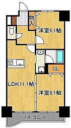 ニューシティアパートメンツ南小倉1 2LDKの間取図画像