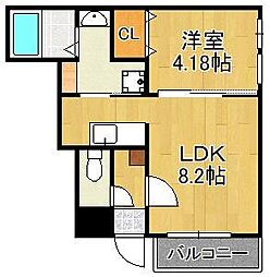 仮称)Cherim片野EAST 1LDKの間取図画像