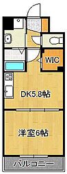 ラ・アヴェニール 1DKの間取図画像