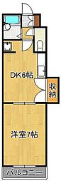 グランドアイ小倉 1DKの間取図画像