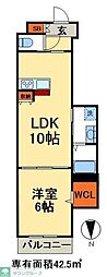 kihachi west 1LDKの間取図画像