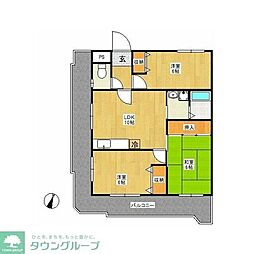 カーサシンフォニア 5階3DKの間取り