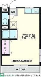 オネスティ大久保弐番館 ワンルームの間取図画像