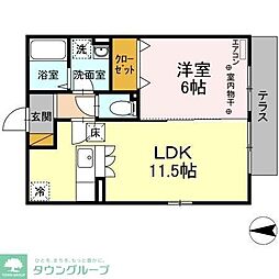 プレミールカメゾン 1LDKの間取図画像