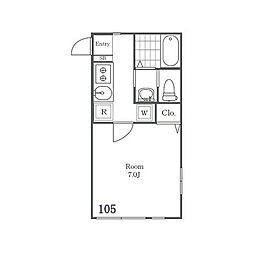 ファミリエールエム本千葉 1Kの間取図画像