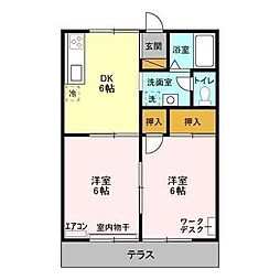 カサベルデ大日 2DKの間取図画像