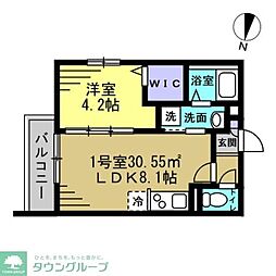エスポワール前原西 1LDKの間取図画像