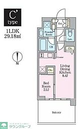 クレストコート東陽町 1LDKの間取図画像