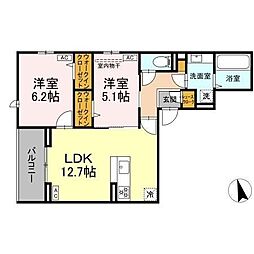 D-セアリス椿森 2LDKの間取図画像
