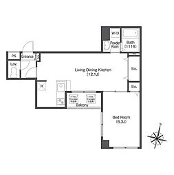 KENEDIX千葉中央 1LDKの間取図画像