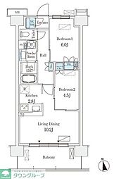 スカイグランデ津田沼 2LDKの間取図画像