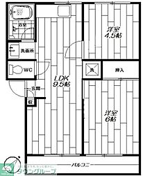 サンハイツ2 2LDKの間取図画像