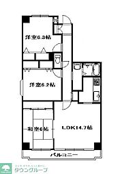フルール緑が丘 3LDKの間取図画像