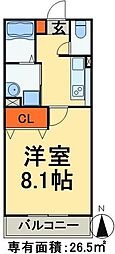 コーラルリーフ 1Kの間取図画像