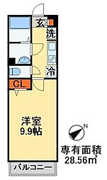 リブリ・コリーヌ 1Kの間取図画像
