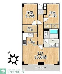 エリートイン船橋 2LDKの間取図画像