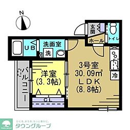 ルアナメゾン馬橋01 1LDKの間取図画像