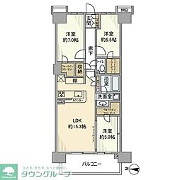 シティテラス八千代緑が丘ブリーズコートE棟 3LDKの間取図画像
