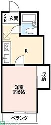 ラフィーヌ二ツ木A 1Kの間取図画像