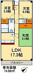 グランデージ八千代中央 3LDKの間取図画像