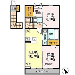 フルールコート 2LDKの間取図画像