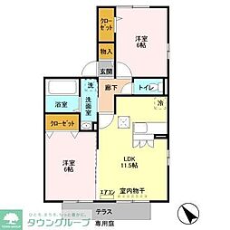 サンフルール 2LDKの間取図画像