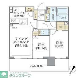 シティタワーズ東京ベイセントラルタワー 2LDKの間取図画像