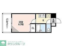パルコート海神 1Kの間取図画像