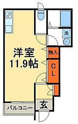 パッショネート ワンルームの間取図画像