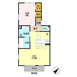 エクセルガーデン参番館 1LDKの間取図画像