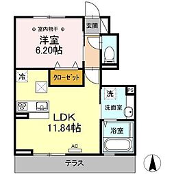 シン・オオヌキソウ 1LDKの間取図画像