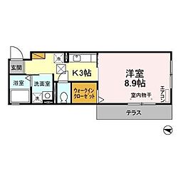 KS.フォンティーヌ 1Kの間取図画像