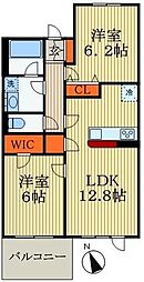 ベルヴュコート津田沼 2LDKの間取図画像