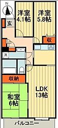 潮ハイツ 3LDKの間取図画像