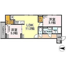 セレスティア柴又II 2LDKの間取図画像