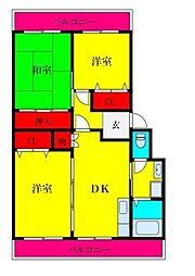 プロミネント馬橋 3DKの間取図画像