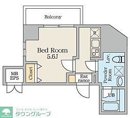 Alivis原木中山 1Kの間取図画像