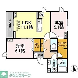 グラナーデ江戸川B 2LDKの間取図画像