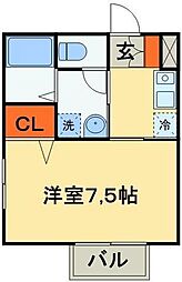 セジュール津田沼 1Kの間取図画像
