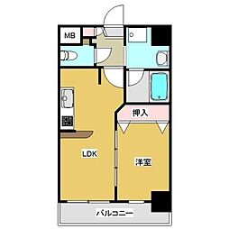 プレジール船橋本町 1DKの間取図画像