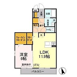 リヴェールA 1LDKの間取図画像