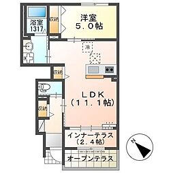 プリンセス・ガーデン 1LDKの間取図画像