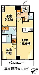 AKRESIDENCE本八幡 2LDKの間取図画像