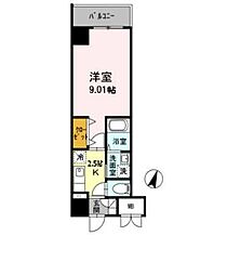 プランドール 1Kの間取図画像