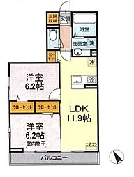 サントミー 2LDKの間取図画像