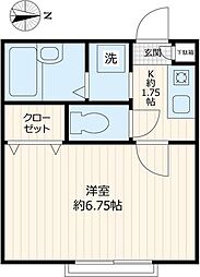 シャルムK 1Kの間取図画像