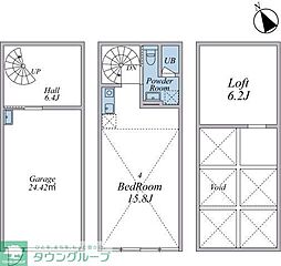 Land Base Ichikawa A ワンルームの間取図画像