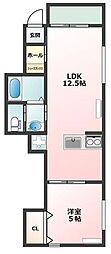 市川市平田2丁目アパート 1LDKの間取図画像