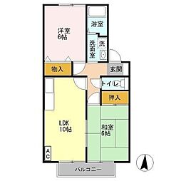 ヴィラージュコート壱番館 2LDKの間取図画像