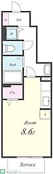 アムール 1Kの間取図画像
